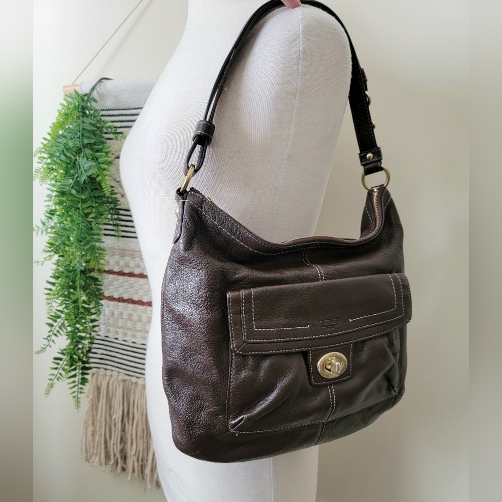 Coach brown leather convertible shoulder bag